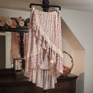 LoveShackFancy Liza Silk Skirt in Persian Pink 4